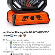 Ventilador Recargable BRAVOKING X30 20000 mAh NUEVO EN CAJA - Img 54628203