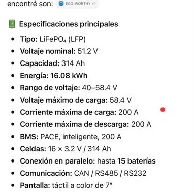 ⚡ Batería ECO-WORTHY 51.2V x 314Ah 🔋 Batería : 16.08kWh 💸 - 2/2