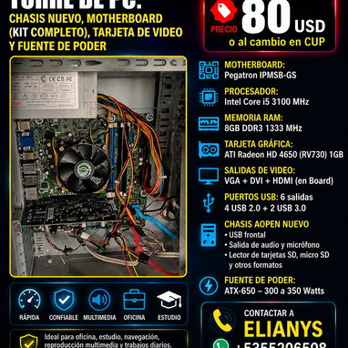 Venta de Torre de PC, Cable VGA-VGA y Pasta Térmica - 2/3