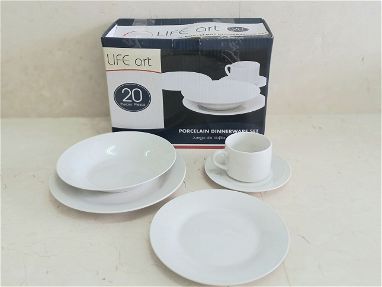 Juego de platos de porcelana blanca - Img main-image-45705517