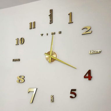 Reloj de pared 🧱 grande 3D 😁 efecto espejo 🪞 120 cm de diámetro - 2/6