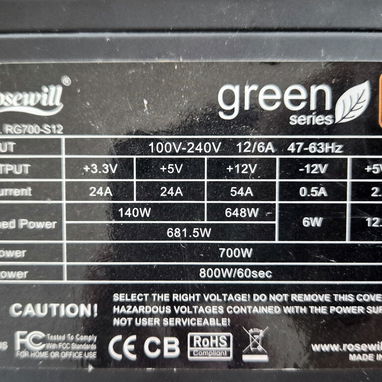 Fuente Rosewill 80 plus certificada 800W - 3/3