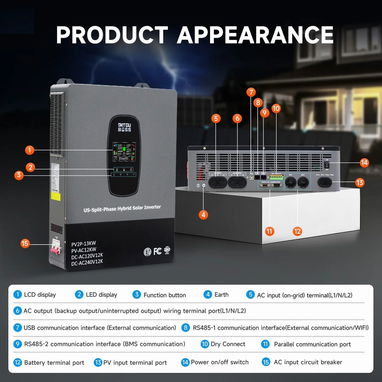 Inversor Solar Híbrido DATOUBOSS 12KW – 120V/240V Split Phase - 3/4