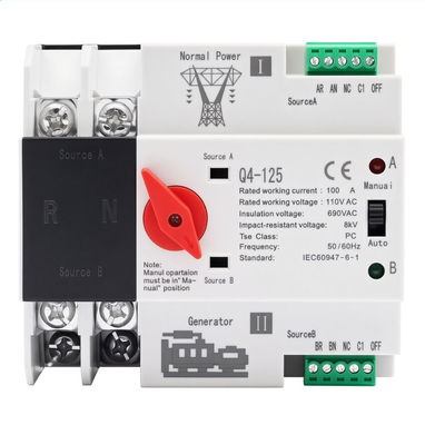 Interruptor de Transferencia Automática ATS 100A Dual Source para Generadores Industrial - 2/2