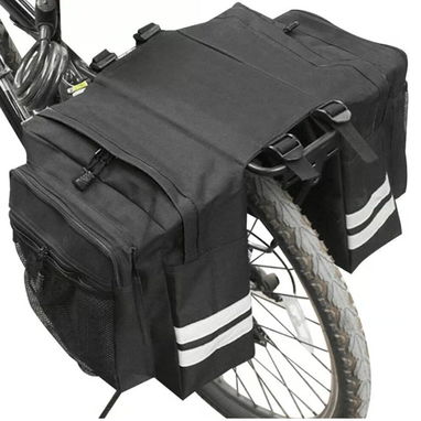 Bolsa Doble Impermeable Para Bicicleta 13.21 Gal Con Ganchos Ajustables Y Ribete Reflectante Negro 🔶 $28 - 3/6