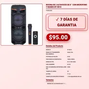 BOCINA DE 2 ALTAVOCES DE 8´´ CON MICROFONO Y MANDO BT-8810 . - Img 57880804