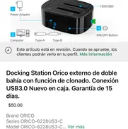 ✅Docking Station Orico externo de doble bahía con función de clonado. Conexión USB3.0 Nuevo en caja. Garantía de 15 días - Img 48394881