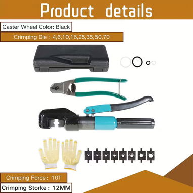 Pinzas de Crimpado Hidráulica 6 toneladas 12AWG a 00 viene en su maleta con todo sus acessorios - 4/8