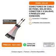 CONECTORES DE CABLE DE PANEL SOLAR MC4, CONECTOR Y 4 SALIDAS, 4 PANELES UNA CONEXIÓN - Img 58445628