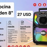 🔊🎵 BOCINA BLUETOOTH RUDEN 8" – LED, USB, TF, FM, BATERÍA RECARGABLE – 27 USD - Img 57283465