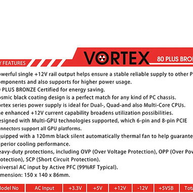 Fuente Gamer Raidmax rx 600AFVortex 600W Bronze 52815418 - 4/5
