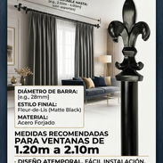 🏠✨ CORTINERO FLEUR-DE-LIS – ACERO FORJADO, NEGRO MATE, AJUSTABLE 1.20 – 2.10 m – 14 USD - Img 55917930