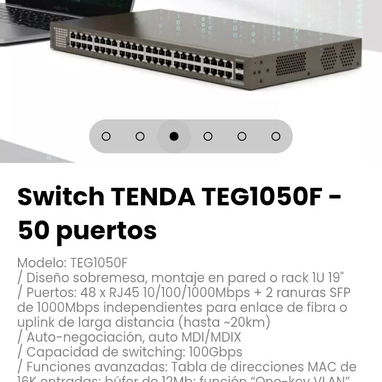 Switch TENDA TEG1050F - 50 puertos Modelo: TEG1050F - 2/4