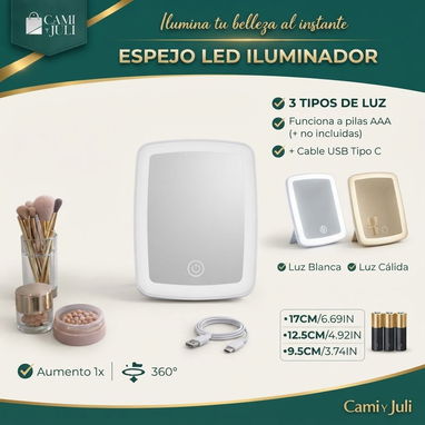 Espejo de maquillaje con luz LED - 2/3