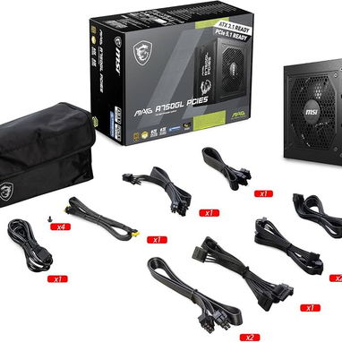 MSI MAG A750GL PCIE5 fuente de alimentación compacta totalmente modular para juegos de 750 W, 80+ Gold, ATX 3.1 - 4/6