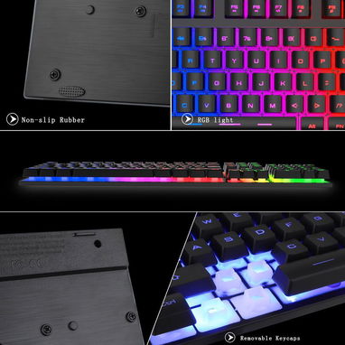 (X) BlueFinger Combo Gamer RGB Teclado Retroiluminado + Mouse Gaming LED + Alfombrilla USB para PC y Laptop - Img 126471893