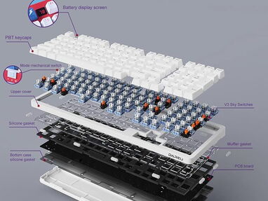 TECLADO DAREU A98 Pro Tri-Mode Sailing Red Hot Swappable Gasket Structure Mechanical Gaming Keyboard, 98-Key, LED Screen - Img 62905211