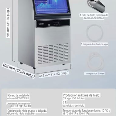 Máquina comercial de hacer hielo de 130 lb en 24h. - 4/9