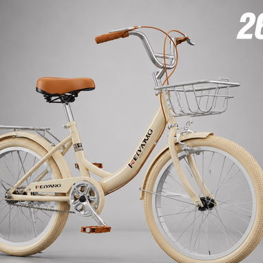 Bicicletas medida 26  de paseo con cesta y parrilla color beige,morado y verde olivo nuevas en su caja - 2/2