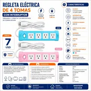 REGLETA ELÉCTRICA DE 4 TOMAS, ENTREGA DE FACTURA, VARIEDAD DE EXTENSIONES Y REGLETAS - Img 56906838