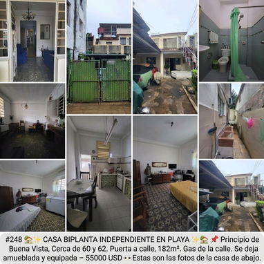 #248 🏡✨ VENTA DE CASA  BIPLANTA INDEPENDIENTE EN PLAYA 📌 _Principio de Buena Vista, Cerca de 60 y 62. Puerta de calle. - 5/10