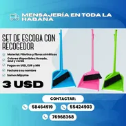 SET DE ESCOBA CON RECOGEDOR – $3 USD Colores disponibles: Rosado, azul y verde - Img 57547527