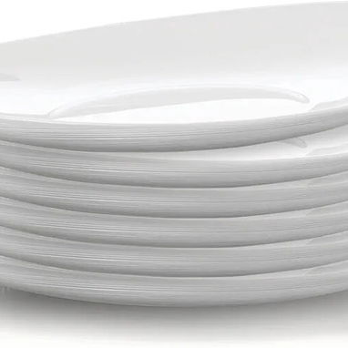 Juego de 6 platos llanos, 10.75 x 9.5 pulgadas, vidrio de ópalo templado, seguro para alimentos, blanco limpio, diseño c - 3/5