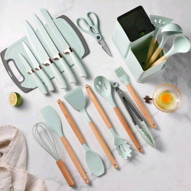 Set de utensilios de silicona con cuchillos y tabla (18 piezas) - Img 119912502