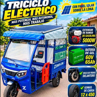 Venta de triciclo eléctrico nuevo marca zenith con techo y extensor de rango y panel solar - 4/4