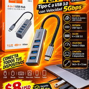 Hoco – Adaptador HB1C 4 en 1 Tipo-C a USB 3.0 con Velocidad 5Gbps, nuevo en su Caja. Entrega de Factura para su Garantía - Img 57371580