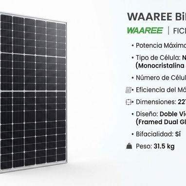 Panel Solar Bifacial Monocristalino 590W WAAREE 🏠 230 USD - 2/3
