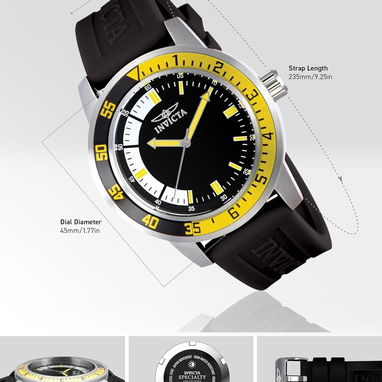 ⌚ RELOJ INVICTA SPECIALTY HOMBRE 45MM, ACERO, CUARZO JAPONÉS, SILICONA NEGRA/AMARILLA – ENVÍO DISPONIBLE HABANA - Img 103042093