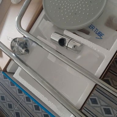 🚧 DUCHA MEZCLADORA DE DOS TIROS CON COLUMNA PLATEADA MARCA S.P.C 🚧 - 8/9