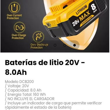 Baterías de litio 20V - 8.0Ah. Modelo DCB200 - 5/5
