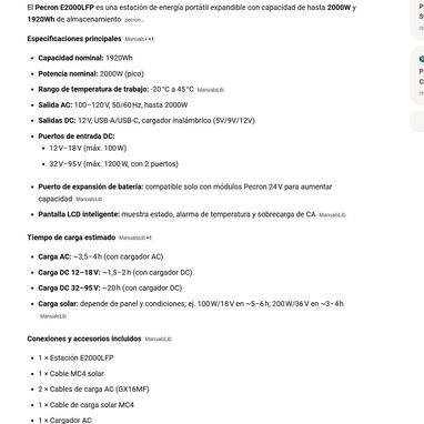 ESTACION DE ENERGIA PECRON 2000Watt Potencia-1920Watt-horas - 3/4