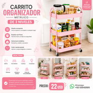 Carrito Organizador Metálico de 3 Niveles - Img 54468581