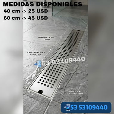 Rejilla de drenaje 10 , 20, 30, 40, 60 cm /desagües para baño modernos antiolor - 5/6