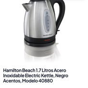 Hamilton Beach 1.7 Litros Acero Inoxidable Electric Kettle, Negro Acentos, Modelo 40880 - Img 57020851