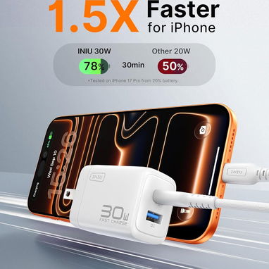 CARGADOR INIU 30W GAN USB-C CARGA RÁPIDA DOBLE PUERTO + 2 CABLES USB-C ENVÍO DISPONIBLE + GARANTÍA - Img 124126104