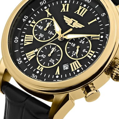 Reloj INVICTA cronógrafo 90242-003 Cuarzo Japonés, Caja 44mm en ORO ROSA y manillas de cuero legítimo negras - Img 126180823