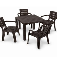 📢 Juegos de muebles para exteriores, mesa plástica + 4 sillas incluidas 🤎 oscuro. Importados - Img 55991584