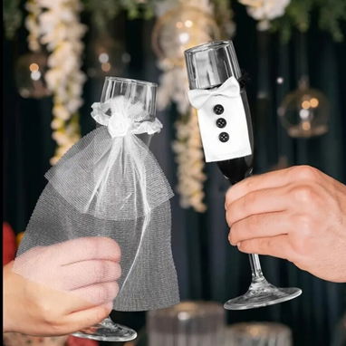 Juego de dos cubiertas vasos de champán para decoración de bodas 500 cup - 3/4
