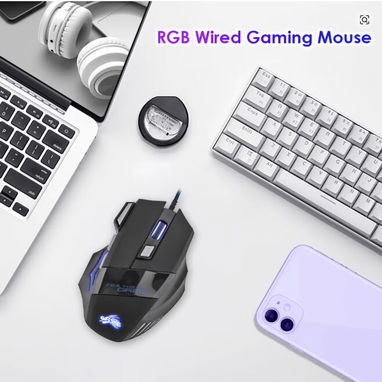 mouse gaming Shunmaii de ordenador retroiluminación de 7 colores, ajustable, 5500 DPI,7 botones - Img 113351755