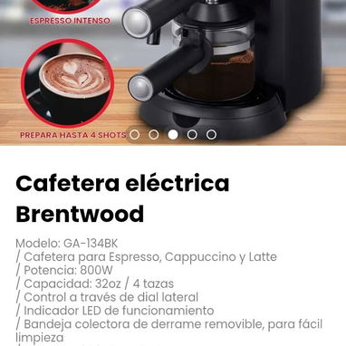 Cafetera eléctrica Brentwood. Modelo: GA-134BK - 3/5