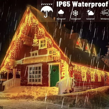 Tira de luces de carámbano de Navidad de 29 pies, 360 luces LED de Navidad cálidas – Luces de Navidad para exteriores, c - Img 123709220