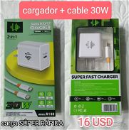 Cargador carga SUPER rápida 30W. Cable tipo C carga rápida 18W. Cables micro usb (V8) carga rápida 18W - Img 44487913