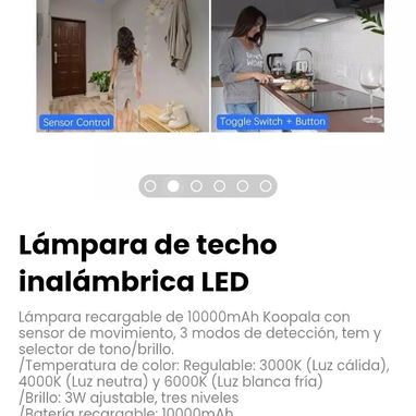 Lámpara de techo inalámbrica LED recargable de 10000mAh - Img 123081426