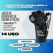 JUEGO DE UTENSILIOS DE COCINA DE 12 PIEZAS NEGROS Precio: 14 USD - Img 57995661