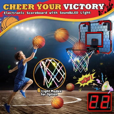 Mini aro de baloncesto LED con control remoto – Diversión deportiva en casa - Img 111576649