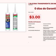 Silicona Transparente 280 ml para Sellado de Vidrio y Marcos Pro $3 VPT#-0285 - Img 55254955